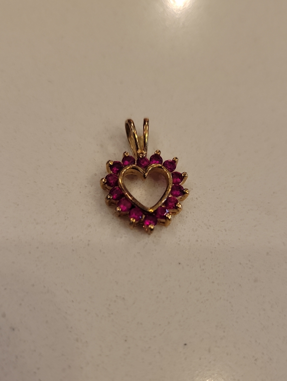 Gold Ruby Heart Pendant